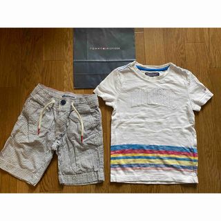 トミーヒルフィガー(TOMMY HILFIGER)の104cm TOMMY HILFIGER Tシャツ パンツ 上下 2点セット 白(Tシャツ/カットソー)