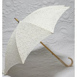 33,000円新品【長傘 日傘】繊細高級 豪華総レース かわず張り 木製 日傘(傘)