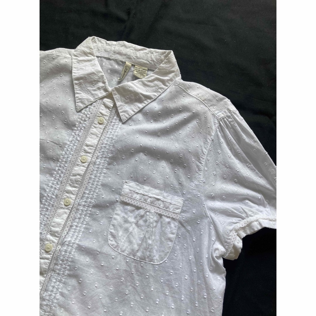 VINTAGE(ヴィンテージ)の【レディース古着】90s セントジョンズベイ レース調半袖コットンブラウス XL レディースのトップス(シャツ/ブラウス(半袖/袖なし))の商品写真