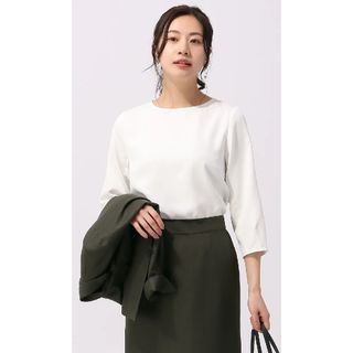 アオヤマ(青山)の新品　洋服の青山　スーパー　ベーシック　ブラウス　7分袖　トップス　カットソー(シャツ/ブラウス(長袖/七分))