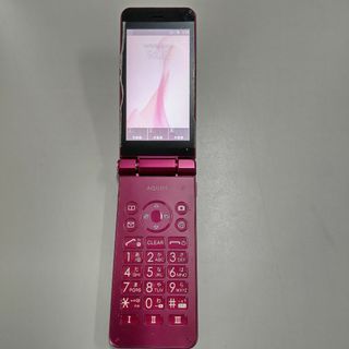 シャープ(SHARP)の【中古】ガラホ SHARP AQUOS SH-N01 SIMフリー　赤(携帯電話本体)