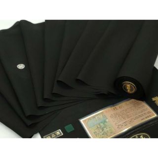 平和屋着物▼夏物　黒反物　着尺　絽　堅牢染　五泉　正絹　逸品　未使用　AAAV9909cs(着物)