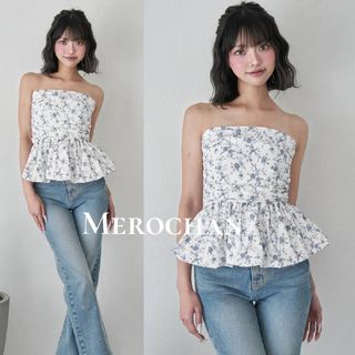 ダーリッチ(Darich)のダーリッチ フラワーバルーンベアトップ ホワイト(ベアトップ/チューブトップ)