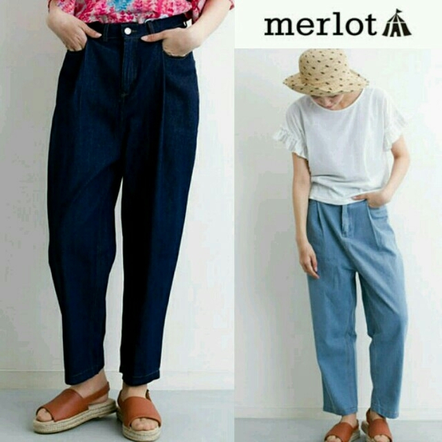 merlot(メルロー)のラスト1点！今季♡メルロー デニムワイドサルエルパンツ ジーンズ ブルー レディースのパンツ(デニム/ジーンズ)の商品写真