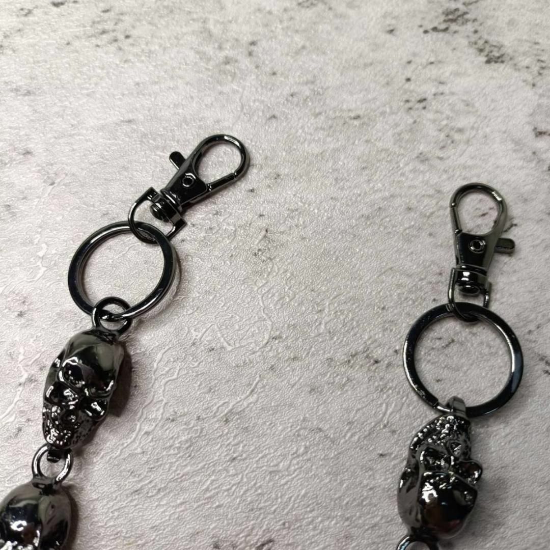 ウォレットチェーン スカル ドクロ シルバー メンズ 骸骨 ガイコツ チェーン メンズのファッション小物(ウォレットチェーン)の商品写真