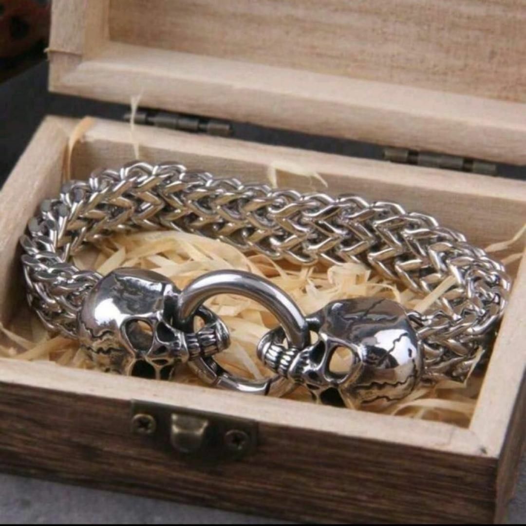 ブレスレット バングル スカル 骸骨 メンズ シルバー y2k グランジ メンズのアクセサリー(ブレスレット)の商品写真