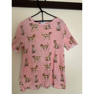 エイチアンドエム(H&M)のH&Mチーターの柄 ピンク トップス 134/140(Tシャツ/カットソー)