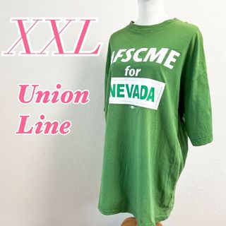 ユニオンライン 半袖カットソー XXL グリーン カジュアル オーバーサイズ(Tシャツ(半袖/袖なし))