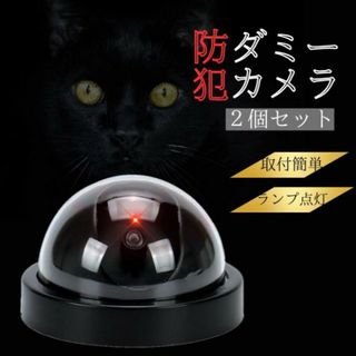 ダミー防犯カメラ 2台セット 監視カメラ ドーム型 ステッカー4枚付 屋内 屋外