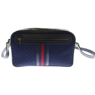 グッチ(GUCCI)のGUCCI グッチ ショルダーバッグ 斜め掛けバッグ 肩掛けバッグ ブルー ゴールド金具 レザー×キャンバス(ショルダーバッグ)