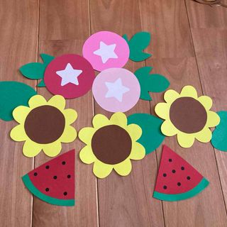 壁面飾り 夏 ひまわり 朝顔 すいか