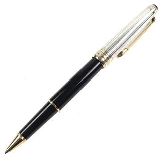良品○MONTBLANC モンブラン マイスターシュテュック ソリテール ドゥエ 925 ロゴ刻印 ホワイトスター キャップ式 ボールペン シルバー ブラック ゴールド ドイツ製 重量31.68g