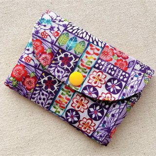 琉球 紅型風＊コインスルー ミニ財布＊パープル