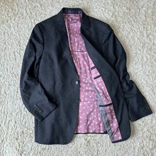 美品 ETRO エトロ ウール カシミヤ テーラードジャケット ストライプ XL