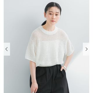 アーバンリサーチ　透かし柄ハーフスリーブニット