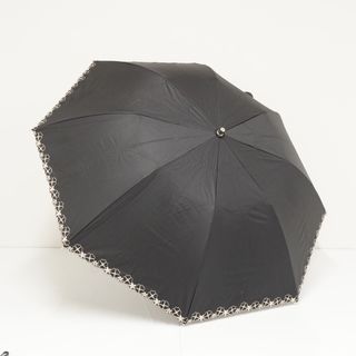 折りたたみ日傘 MOONBAT ムーンバット USED美品 一級遮光 レディース 遮熱 晴雨兼用 刺繍 花柄 UV 軽量 ブラック 50cm FA9066
