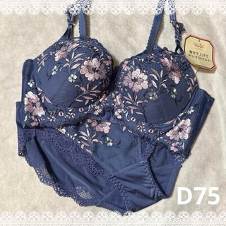 トリンプ　プレミアム　ブラジャー＆ショーツ　D75　新品　匿名配送　ブルー系