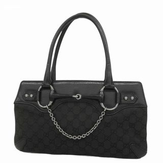 グッチ(GUCCI)の【5ga0817-h】グッチ トートバッグ GGキャンバス ホースビット 114913 キャンバス ブラック シルバー金具【中古】レディース(トートバッグ)