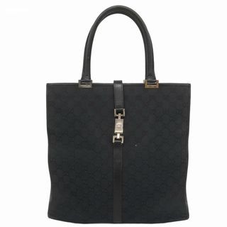 グッチ(GUCCI)の【5ga0818-h】グッチ トートバッグ GGキャンバス/ジャッキー 002 1064 キャンバス ブラック シルバー金具【中古】レディース(トートバッグ)