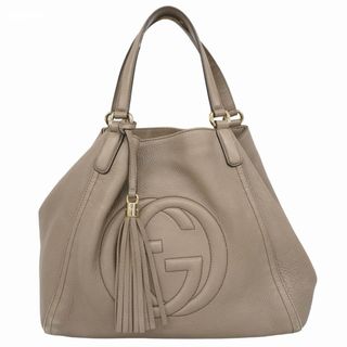 グッチ(GUCCI)の【5ga1001-h】グッチ トートバッグ ソーホー 282309 レザー グレージュ ゴールド金具【中古】レディース(トートバッグ)