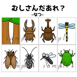 カードシアター「むしさんだあれ？–夏–」ペープサート虫保育教材お誕生日会）g27