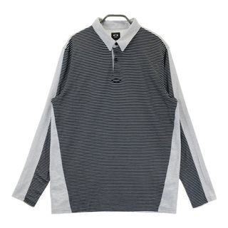 サイズ：L OAKLEY オークリー デザイン切替 長袖ポロシャツ ボーダー柄 グレー系 [240101486490] ゴルフウェア メンズ ストスト
