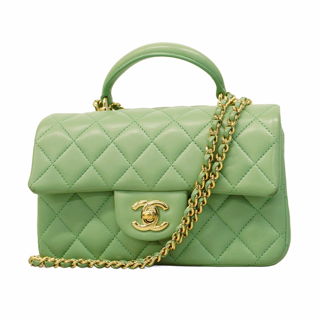 CHANEL(シャネル)の★最終価格★SALE【5ga1034-h】シャネル ショルダーバッグ マトラッセ チェーンショルダー ラムスキン グリーン シャンパンゴールド金具【中古】レディース レディースのバッグ(ショルダーバッグ)の商品写真