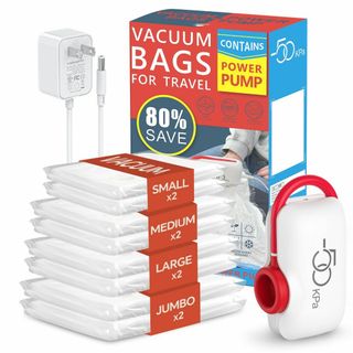 Vacbird 布団圧縮袋 掃除機不要 8枚セット 衣類圧縮袋 電動ポンプ付き 