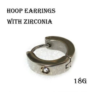 18Ｇ　ジルコニア入り　シルバー　フープ　ピアス
