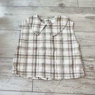 tete a tete バースデイ 襟付きチェック柄ノースリーブブラウス 80