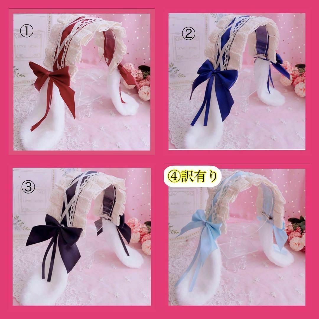 ③ヘッドドレス　黒　コスプレ カチューシャロリータゴスロリたれみみ リボン レディースのヘアアクセサリー(カチューシャ)の商品写真