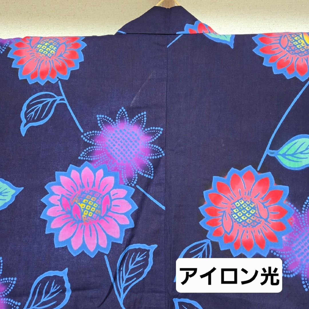 ゆかた レトロ 花模様 カラフル 花火 お祭り イベント 海 紫 桃色 リメイク レディースの水着/浴衣(浴衣)の商品写真