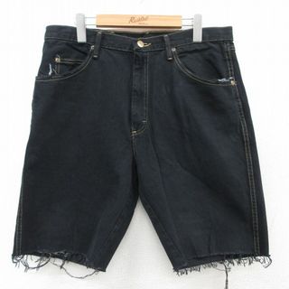ラングラー(Wrangler)のW35★古着 ラングラー Wrangler ショート パンツ ショーツ メンズ コットン 黒 ブラック デニム 【spe】 25jul09 中古 ボトムス 短パン ショーパン ハーフ(ワークパンツ/カーゴパンツ)
