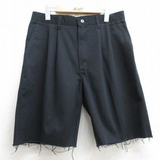 ラングラー(Wrangler)のW33★古着 ラングラー Wrangler ショート パンツ ショーツ メンズ コットン 黒 ブラック 25jul09 中古 ボトムス 短パン ショーパン ハーフ(ワークパンツ/カーゴパンツ)