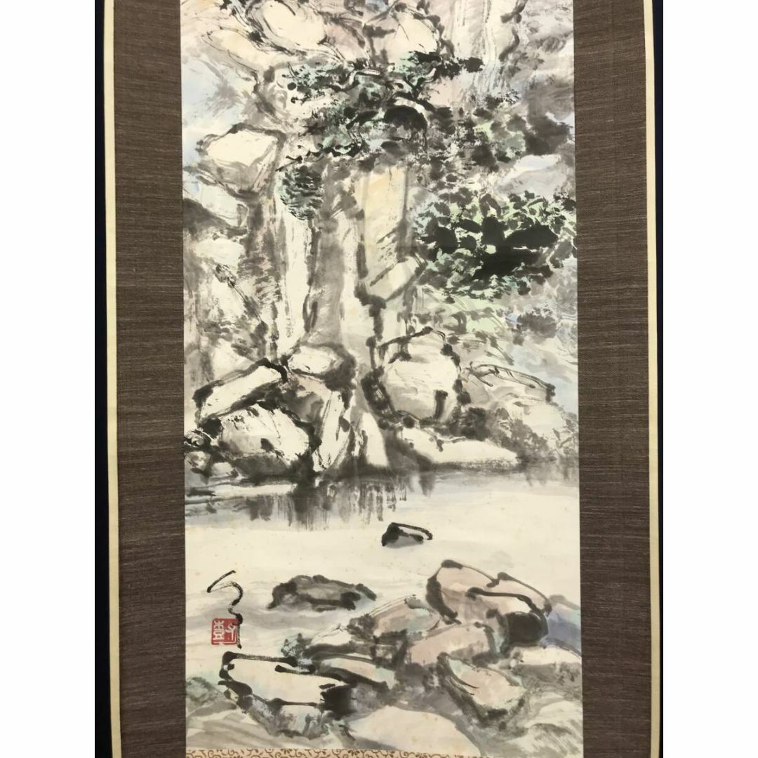 真作/四田観水/牛童子図/牧童図/山水図/掛軸☆宝船☆AH-682 真作/山間明月/牧童図/山水図/人物図/掛軸☆宝船☆AC-445の通販