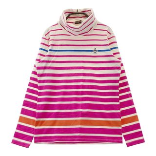 サイズ：L MUNSING WEAR マンシングウェア  タートルネック 長袖Tシャツ ボーダー柄 ピンク系 [240101484615] ゴルフウェア レディース ストスト(ウエア)