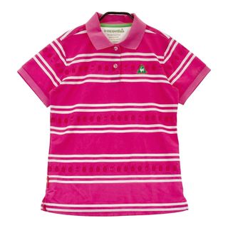 サイズ：L LE COQ GOLF ルコックゴルフ  半袖ポロシャツ ボーダー 総柄 ピンク系 [240101486908] ゴルフウェア レディース ストスト(ウエア)