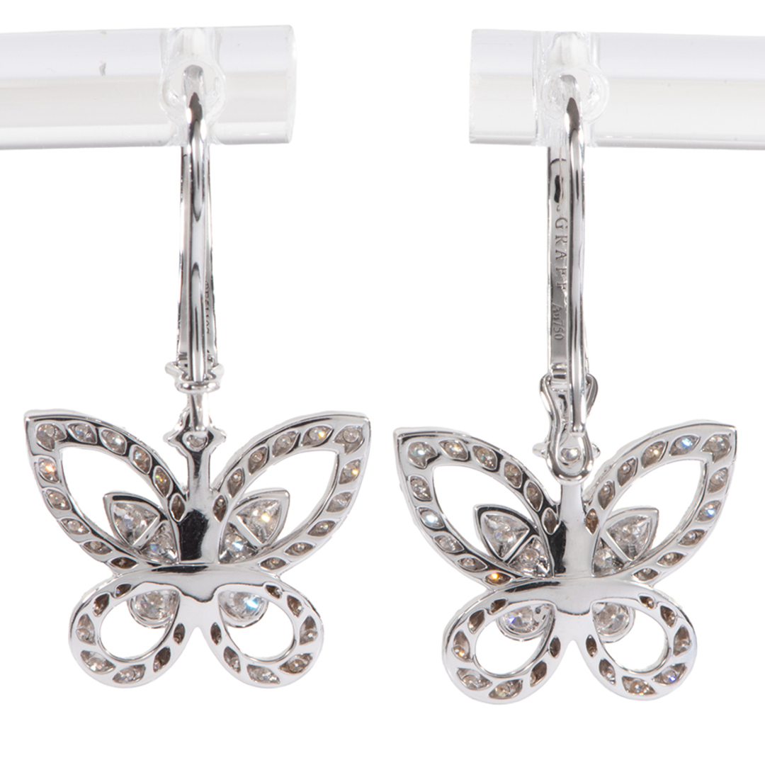 graff(グラフ)のGRAFF グラフ バタフライ シルエット ダイヤモンド ドロップ イヤリング RGE1617 ピアス K18WG シルバー【中古】 レディースのアクセサリー(ピアス)の商品写真