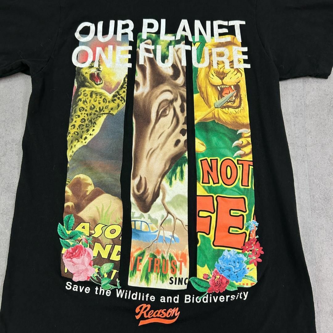 VINTAGE(ヴィンテージ)の動物　アニマル　集合　トップス　半袖　Tシャツ　古着　ブラック　黒　M メンズのトップス(Tシャツ/カットソー(半袖/袖なし))の商品写真