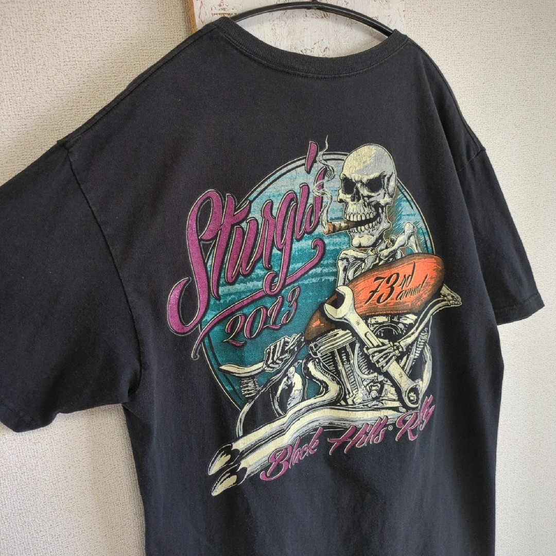 古着　2013　STURGIS　バイカー　Tシャツ　ブラック　L メンズのトップス(Tシャツ/カットソー(半袖/袖なし))の商品写真