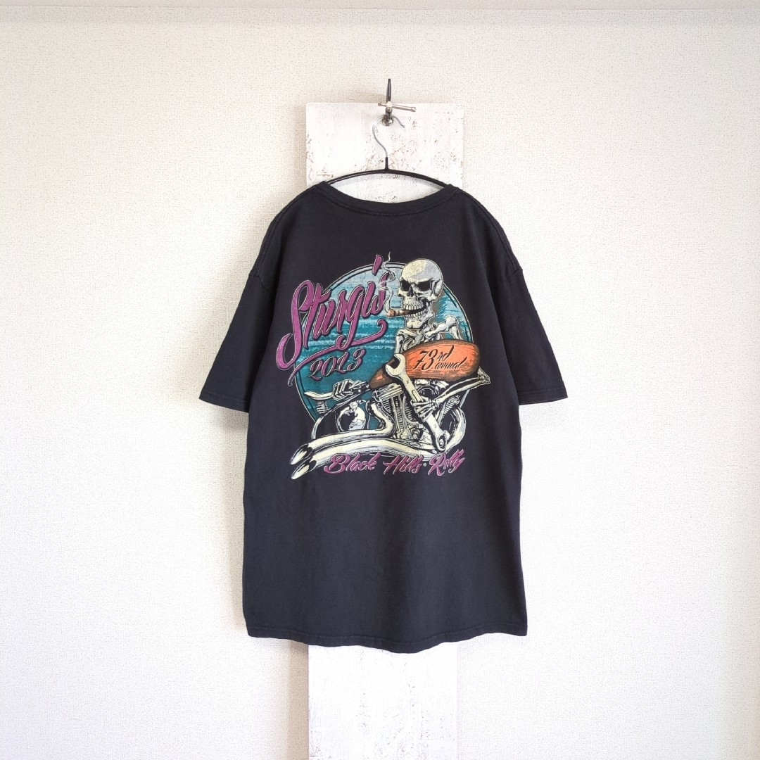 古着　2013　STURGIS　バイカー　Tシャツ　ブラック　L メンズのトップス(Tシャツ/カットソー(半袖/袖なし))の商品写真