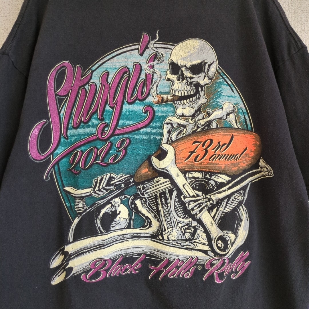 古着　2013　STURGIS　バイカー　Tシャツ　ブラック　L メンズのトップス(Tシャツ/カットソー(半袖/袖なし))の商品写真