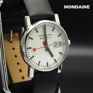 モンディーン(MONDAINE)のMONDAINE SBB CFF FFS 腕時計 デイト 赤いリューズ(腕時計)