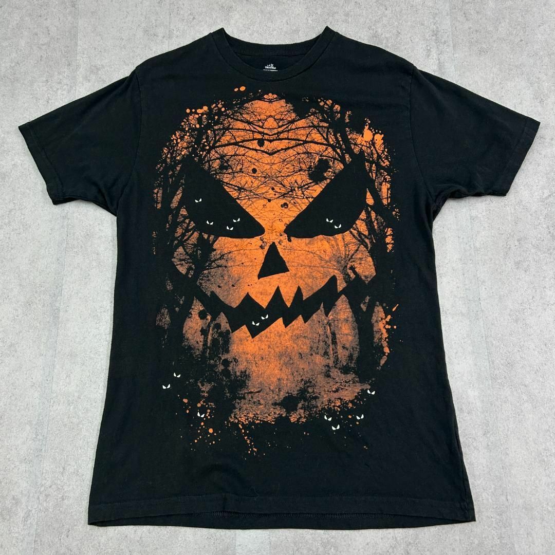 VINTAGE(ヴィンテージ)のハロウィーン　かぼちゃ　トップス　半袖　Tシャツ　古着　ブラック　黒　M メンズのトップス(Tシャツ/カットソー(半袖/袖なし))の商品写真