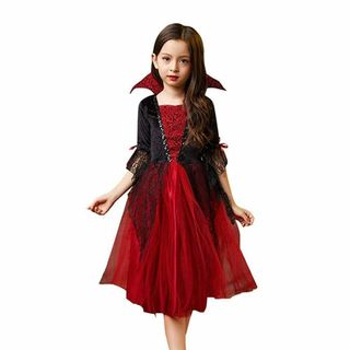 [UPENC] 吸血鬼 ハロウィン 仮装 子供 魔女  140サイズ(衣装一式)