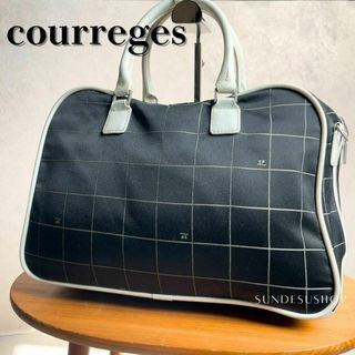 クレージュ(CLAYGE（Tada）)のクレージュ　バイカラー　レザーナイロンボストンバッグ　チェック　大容量　白黒(トートバッグ)