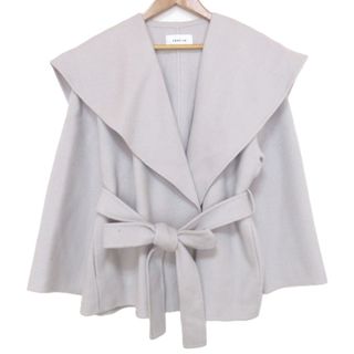 フレイアイディー(FRAY I.D)の良品 22AW FRAY I.D フレイアイディー ボタンレス ショールカラーショートリバーコート 0 アイボリー レディース 古着 中古 USED(ガウンコート)