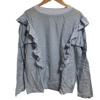 美品 23SS SLOBE IENA スローブイエナ シアーストライプフリルブラウス 長袖 プルオーバー 23051912020020 サックスブルー レディース 古着 中古 USED(シャツ/ブラウス(長袖/七分))