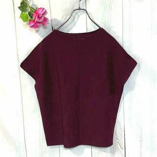 イネド(INED)の【美品】イネド INED フレンチスリーブ ニット 【9】ワインレッド ゆったり(カットソー(半袖/袖なし))
