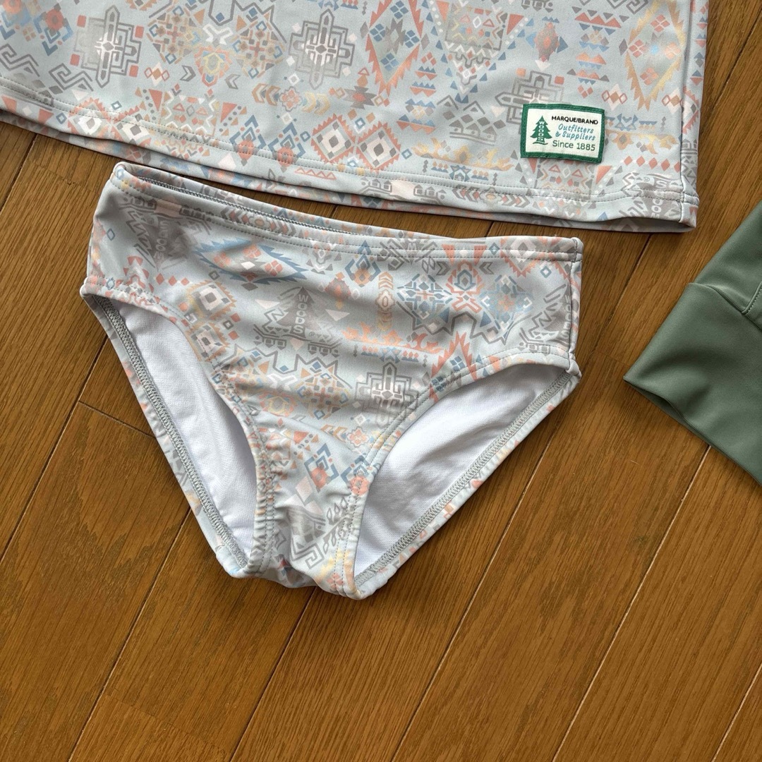 WOODS 水陸両用無地ラッシュガード+ペンドルトンプリント水着セット キッズ/ベビー/マタニティのキッズ服女の子用(90cm~)(水着)の商品写真